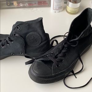 All black high top converse